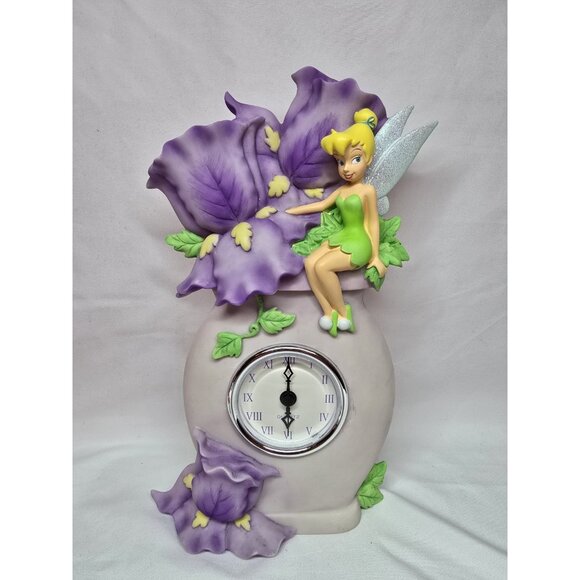 Disney Store's Tinkerbell Ceramic Figurine Clock Working- RARE - Picture 15 of 15